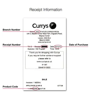 Receipt information